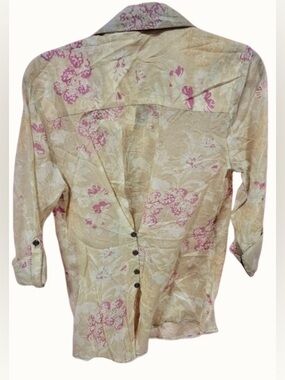 NWT 100% Cotton Embroidered VINTAGE GOA Shirt Top Floral Boho Cottage Button SM
